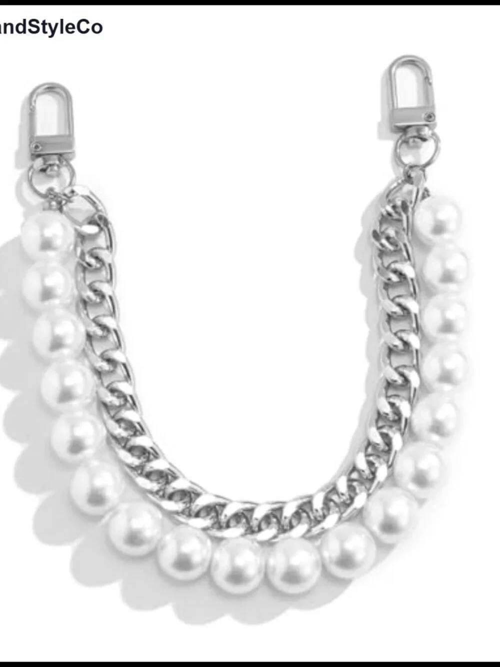 Pearl Chain Bag Charm Keychain with Lobster Clasp